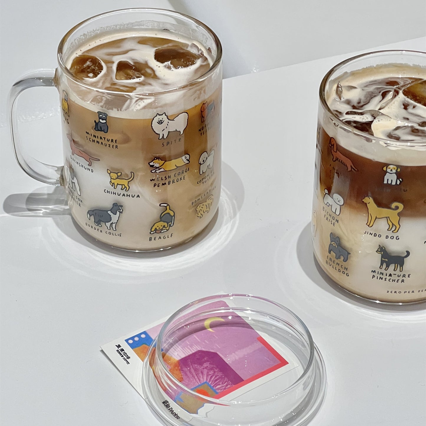 Cold Brew Glass with Dogs or Cats Illustration