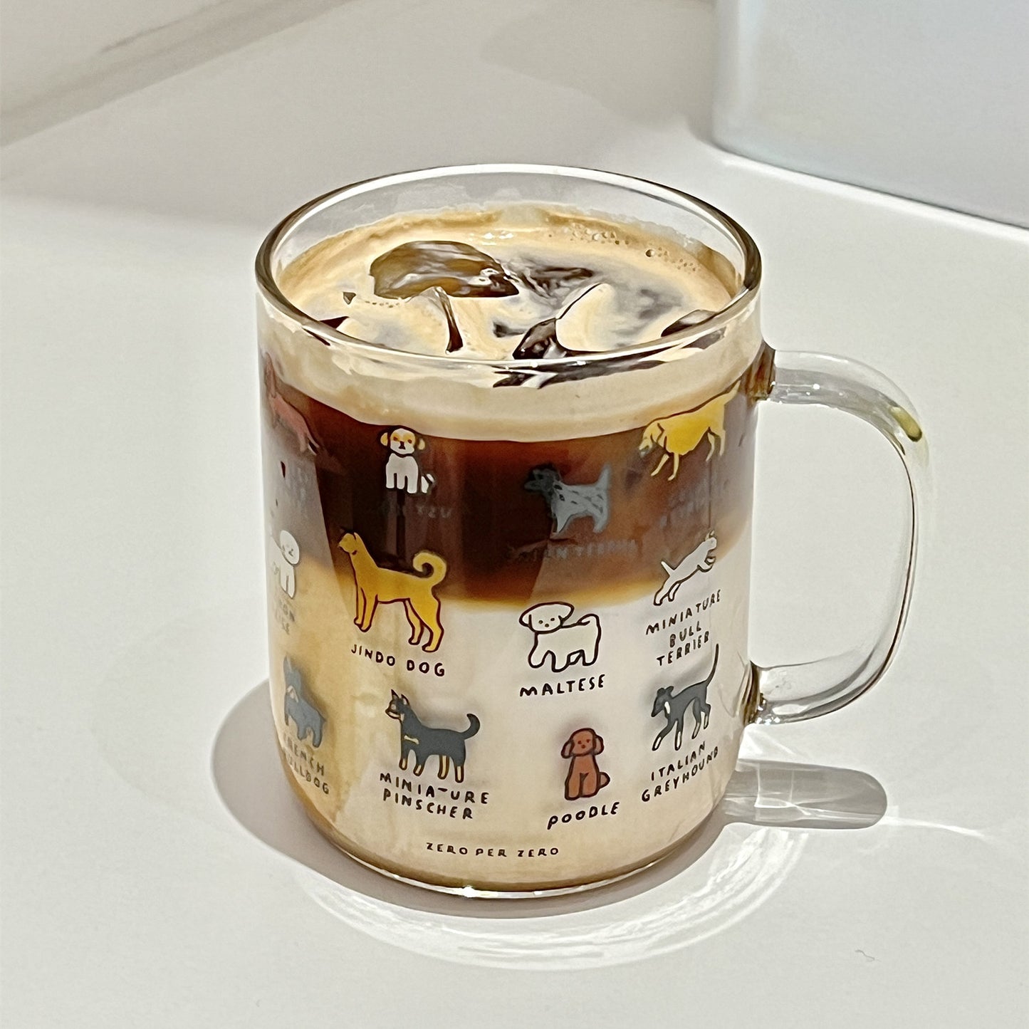 Cold Brew Glass with Dogs or Cats Illustration